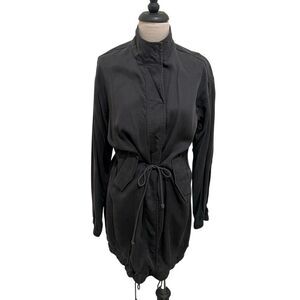 GF Collection Women's High Neck Long Sleeve Drawstring Utility Jacket Black XS